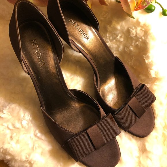 Chocolate Brown Satin Peep Toe (Size 8.5) - Picture 7 of 13
